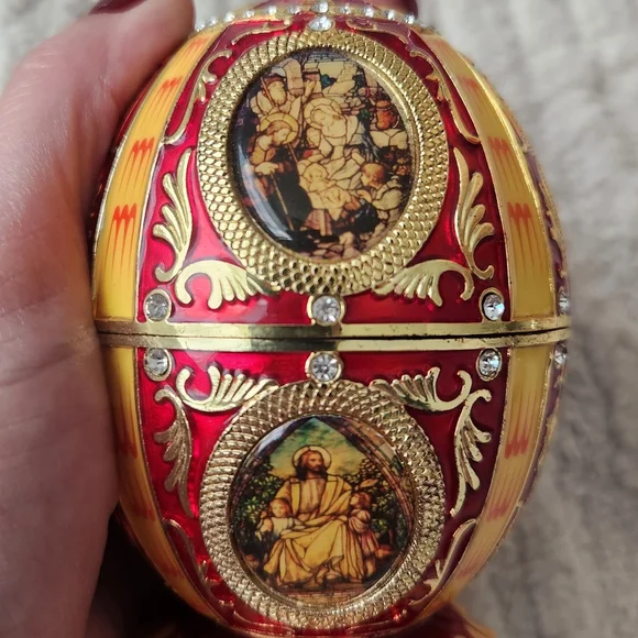 Faberge Red and Gold Decorative Egg - Picture 6 of 8